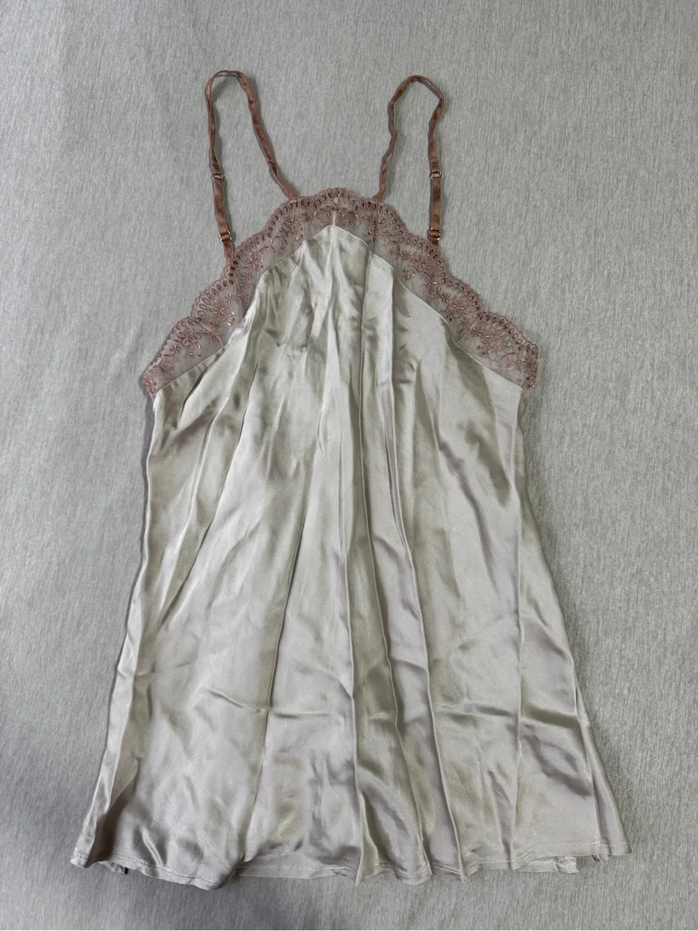 Intimissimi Lingerie Silk Satin Lace Chemise Nightgown Ivory M